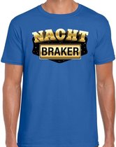 Nachtbraker fun/tekst t-shirt blauw voor heren 2XL