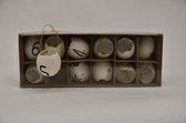 Decoratie Eieren - Doos Kippeneieren Met Touw En Nummers Wit - 12 Stuks