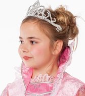 Prinsessen glitter tiara kroontje zilver voor meisjes - verkleed accessoires