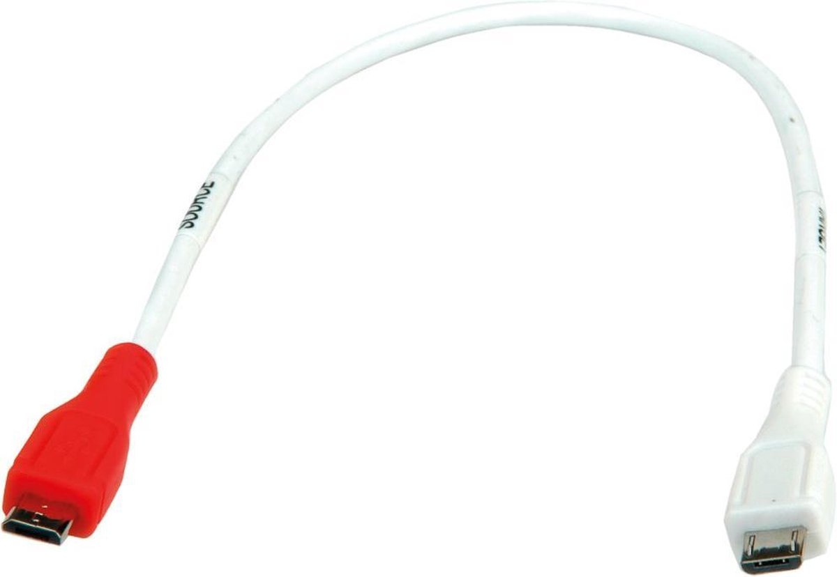 USB Micro B naar USB Micro B OTG oplaadkabel - USB2.0 - tot 1A / wit - 0,30 meter