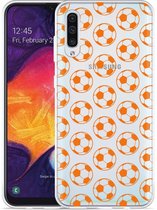 Galaxy A50 Hoesje Orange Soccer Balls - Designed by Cazy