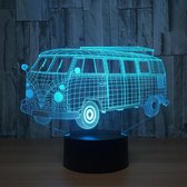 3D Led Lamp 3D Visuele Illusie Camping Bus LED Lamp Transparant Acryl Nachtlampje Led Lampa 7 Kleur Veranderende Touch Tafel Bulbing Room Lamp
