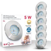 B.K.Licht -  Spots plafond à encastrer - salle de bain - IP44 - ultra-plats - encastrables plafond - Ø75 mm - lot de 6