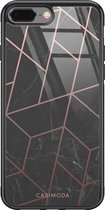 iPhone 8 Plus/7 Plus hoesje glass - Marble | Marmer grid | Apple iPhone 8 Plus case | Hardcase backcover zwart