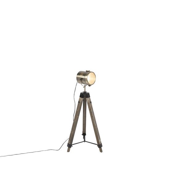 QAZQA Braha - Industriele Tripod | driepoot vloerlamp | Staande Lamp - 1 lichts - H 1400 mm - Bruin - Industrieel - Woonkamer | Slaapkamer | Keuken