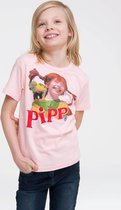 Pippi Langkous kinder shirt roze - Logoshirt - 104/116