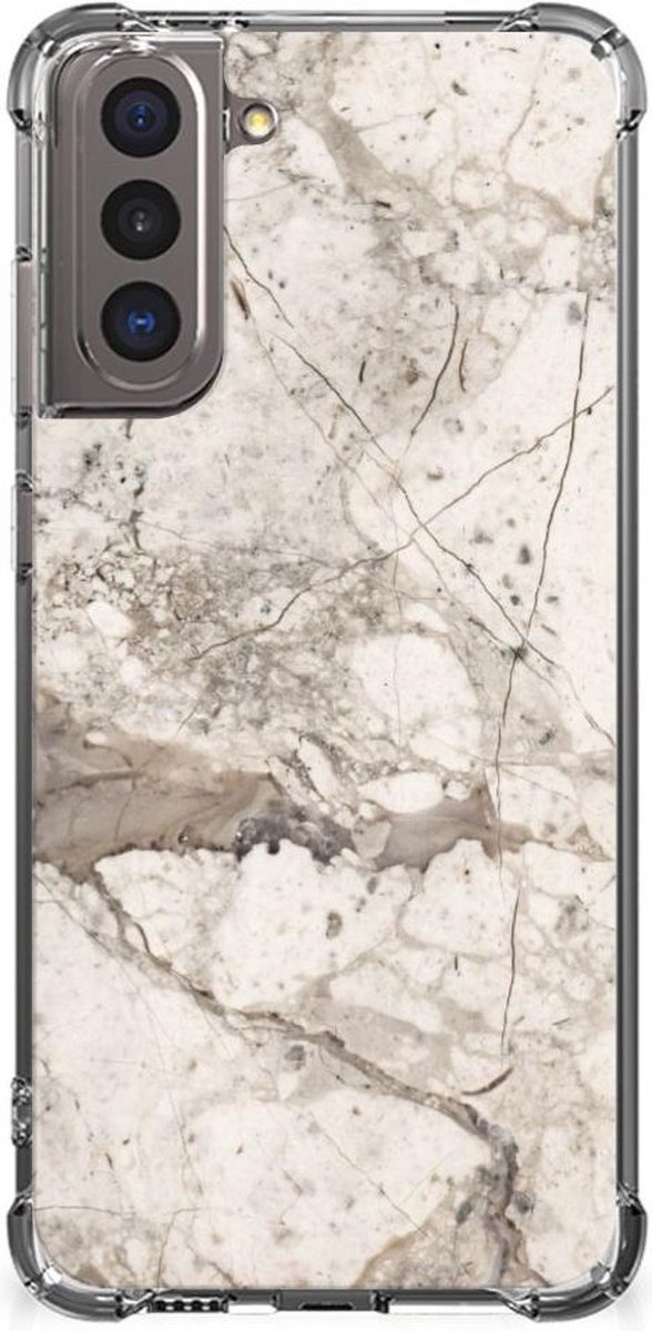 Samsung Galaxy S21 Anti-Shock Hoesje Marmer Beige