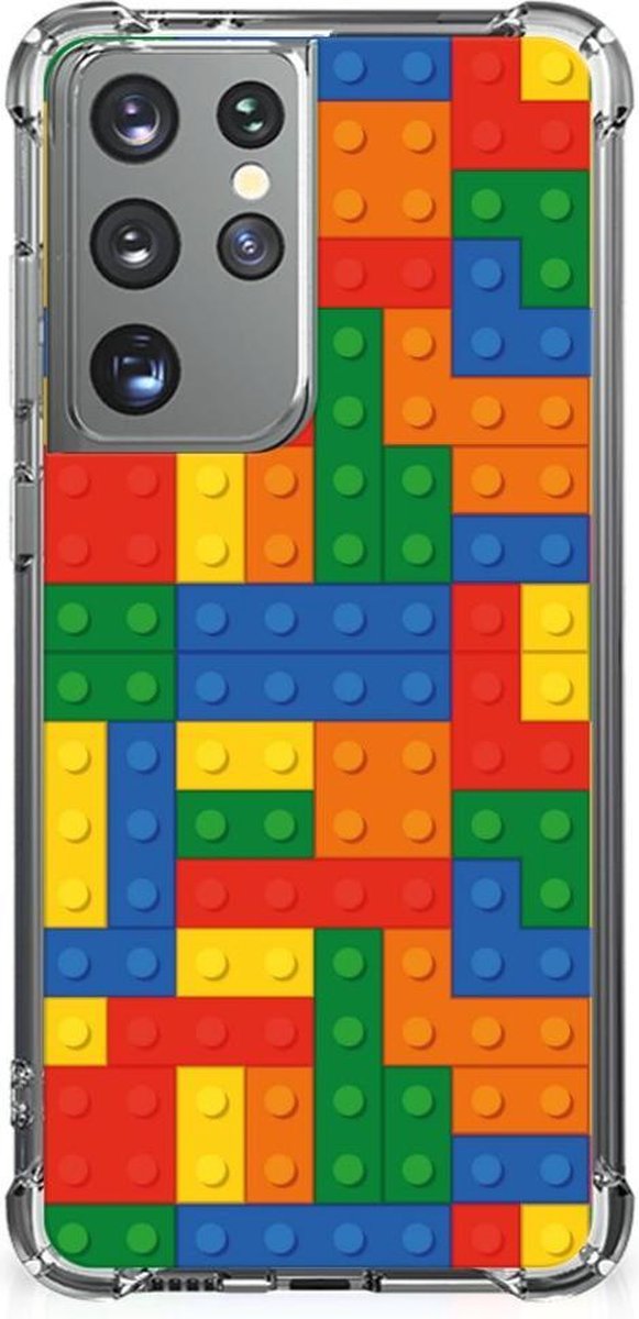 Samsung Galaxy S21 Ultra Doorzichtige Silicone Hoesje Blokken