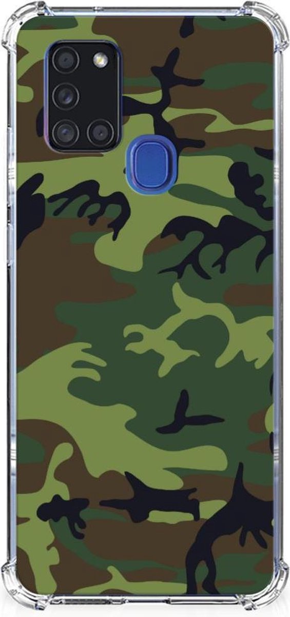 Samsung Galaxy A21s Doorzichtige Silicone Hoesje Army Dark