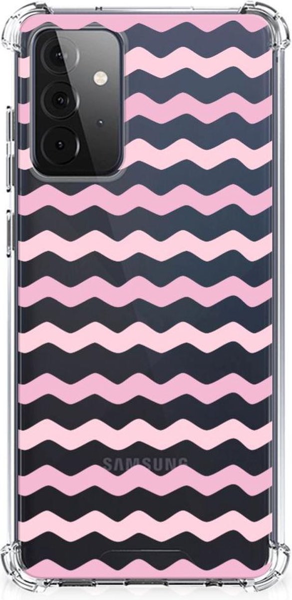Samsung Galaxy A72 4G/5G Doorzichtige Silicone Hoesje Waves Roze