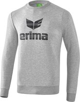 Erima Essential Sweatshirt - Licht Grey Melange / Zwart | Maat: XL