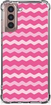Foto hoesje Samsung Galaxy S21 Plus Smartphone hoesje met doorzichtige rand Waves Pink