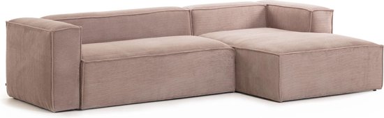 Kave Home - 3-zitsbank Blok corduroy roze met chaise longue rechts 300 cm