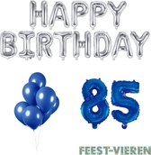85 jaar Verjaardag Versiering Ballon Pakket Blauw & Zilver
