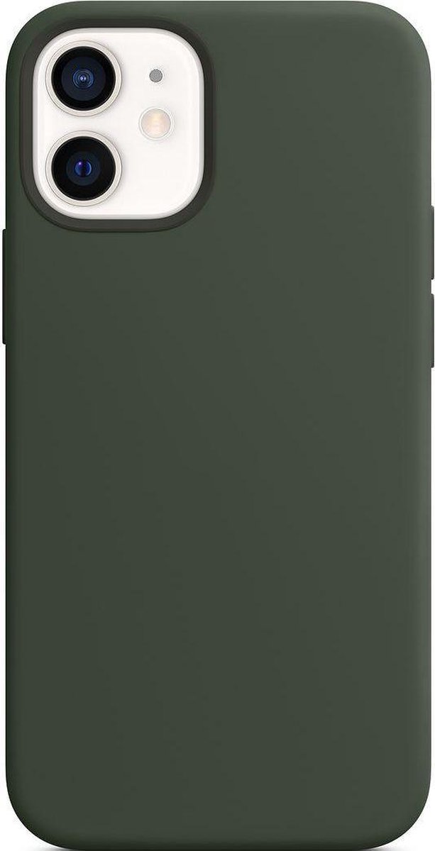 Mobigear Hoesje geschikt voor Apple iPhone 12 Mini Siliconen MagSafe Telefoonhoesje | Mobigear Rubber Touch Backcover | Geschikt voor MagSafe | Geschikt voor Draadloos Opladen met Magnetische Ring | Geschikt voor MagSafe Case - Groen