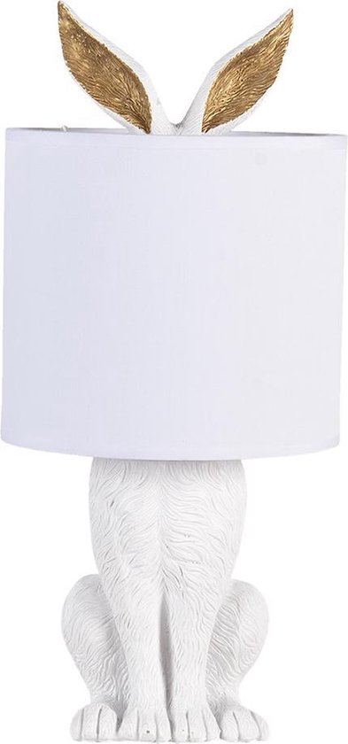 Clayre & Eef Tafellamp Konijn Ø 20x45 cm Wit Kunststof Bureaulamp