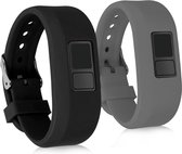 kwmobile horlogeband voor Garmin Vivofit jr. / jr. 2 - Maat S - 2x siliconen armband voor fitnesstracker in grijs / zwart
