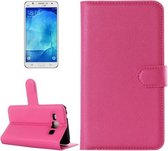 Litchi Texture Horizontale Flip Leren Case voor Galaxy J7 / J7 neo, met houder & kaartsleuven & portemonnee (magenta)