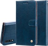 Business Style Oil Wax Texture Horizontale Flip Leather Case voor Galaxy A70, met houder & kaartsleuven en portemonnee (blauw)