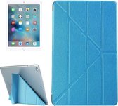 Voor iPad 9.7 (2018) & iPad 9.7 (2017) & iPad Air Silk Texture Horizontale vervorming Flip lederen hoes met drie-vouwbare houder (blauw)