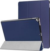 Custer Texture horizontale flip slimme lederen hoes met 3-vouwbare houder voor iPad Pro 12,9 inch met slaap- / wekfunctie (donkerblauw)