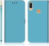 Voor Huawei Y6 (2019) Geïmiteerd Spiegeloppervlak Horizontale Flip Leren Case met Houder & Kaartsleuven & Portemonnee & Lanyard (Blauw)