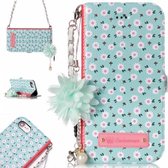 Voor iPhone 7 & 8 Daisy Flower Pattern Horizontale Flip Leather Case met houder & kaartsleuven & Pearl Flower Ornament & Chain