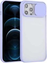 Sliding Camera Cover Design TPU beschermhoes voor iPhone 12 Pro Max (paars)