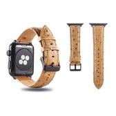 Struisvogelhuidtextuur lederen polshorloge band voor Apple Watch Series 3 & 2 & 1 42 mm (lichtbruin)