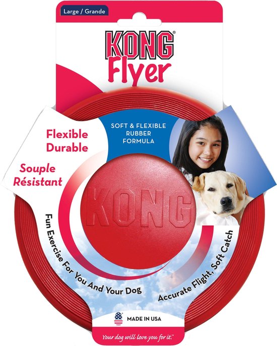 Kong hond Classic rubber Flyer rood, Ø 22,5 cm.
