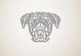 Line Art - Hond - Rottweiler 2 - M - 60x82cm - Wit - geometrische wanddecoratie