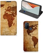 Wallet Bookcase OnePlus Nord N100 Telefoonhoesje Wereldkaart