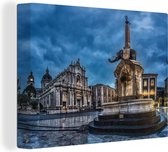 Canvas Schilderij Het Duomo plein in Sicilië - 120x90 cm - Wanddecoratie