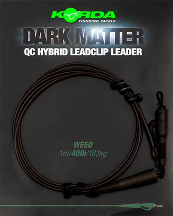Korda Dark Matter Leader QC Hybrid Clip - Weed - 40lb - 50cm - Weed - Korda