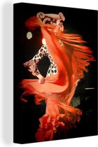Peintures sur toile - Une danseuse faisant du flamenco devant un fond noir - 90x120 cm - Décoration murale