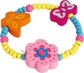 Bino Hartjesarmband Vlinder-bloem Meisjes Hout One-size