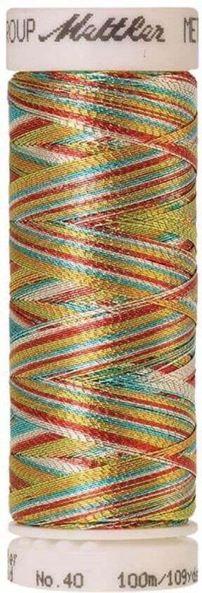 AMANN METALLIC GAREN, GEEL-ROOD-BLAUW, 100M, Col. 2004, PER KLOSJE.