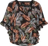 Ponchoblouse bedrukt met palmbladeren