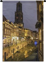 Wandkleed Utrecht - Verlichting in de straten van Utrecht in Nederland Wandkleed katoen 60x90 cm - Wandtapijt met foto