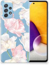 GSM Hoesje Geschikt voor Samsung Galaxy A72 Back Case TPU Siliconen Hoesje Doorzichtig Mooie Bloemen