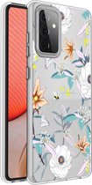 iMoshion Design voor de Samsung Galaxy A72 hoesje - Bloem - Wit