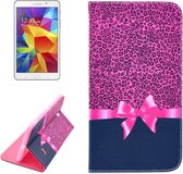 Roze luipaardpatroon horizontale flip lederen hoes met houder voor Galaxy Tab 4 7.0 / SM-T230