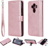 Voor Huawei Mate 10 Pro Effen kleur Horizontale Flip Beschermhoes met houder & kaartsleuven & portemonnee & fotolijst & lanyard (rose goud)