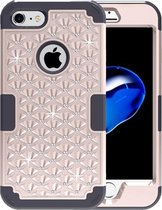 Voor iPhone 8 & 7 3 in 1 Diamond Encrusted PC + siliconen combinatiehoes (goud + zwart)