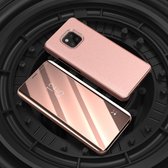 Mirror Clear View Horizontale Flip PU Smart Leather Case voor Huawei Mate 20 Pro, met houder (Rose Gold)