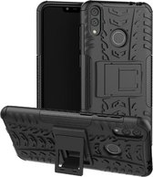 Tire Texture TPU + PC Shockproof Case voor Huawei Honor Play 8C, met houder (zwart)