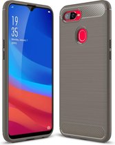 Brushed Texture Carbon Fibre Shockproof TPU Case voor OPPO F9 (F9 Pro) & OPPO A7x (Grijs)
