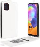 Voor Galaxy A31 R64 textuur enkele verticale flip lederen beschermhoes met kaartsleuven en fotolijst (wit)