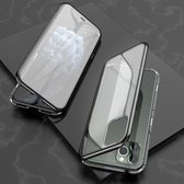 Voor iPhone 11 Pro Ultra Slim Double Sides Magnetische Adsorptie Hoekig Frame Gehard Glas Magneet Flip Case (Zwart)