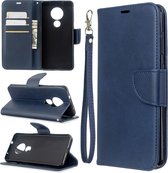 Voor Nokia 6.2 / 7.2 lamsvel textuur pure kleur horizontale flip pu lederen case met houder & kaartsleuven & portemonnee & lanyard (blauw)